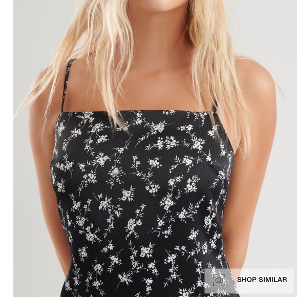 Black Satin Slip Dress - Picture 3 of 7